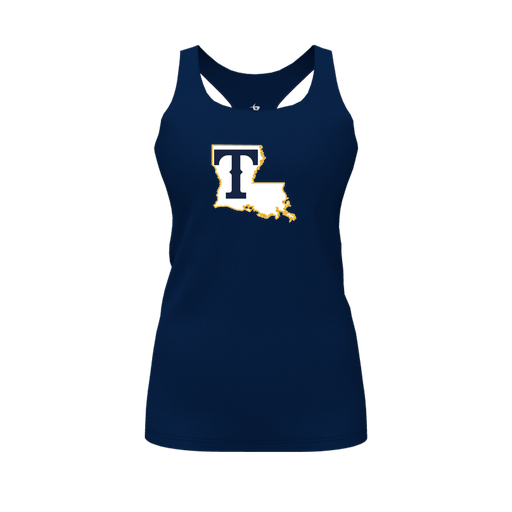 [CUS-DFW-RCBK-PER-NVY-FYS-LOGO2] Racerback Tank Top (Female Youth S, Navy, Logo 2)