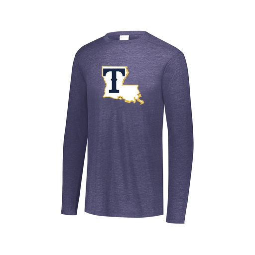[FTLCUBNV-AXS-LOGO2] Decker Men's Tri-Blend T-Shirt - Long Sleeve (Adult XS, Navy, Logo 2)