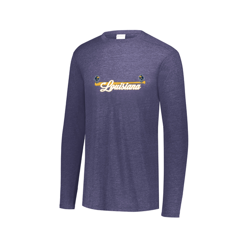 [FTLCUBNV-AXS-LOGO3] Decker Men's Tri-Blend T-Shirt - Long Sleeve (Adult XS, Navy, Logo 3)