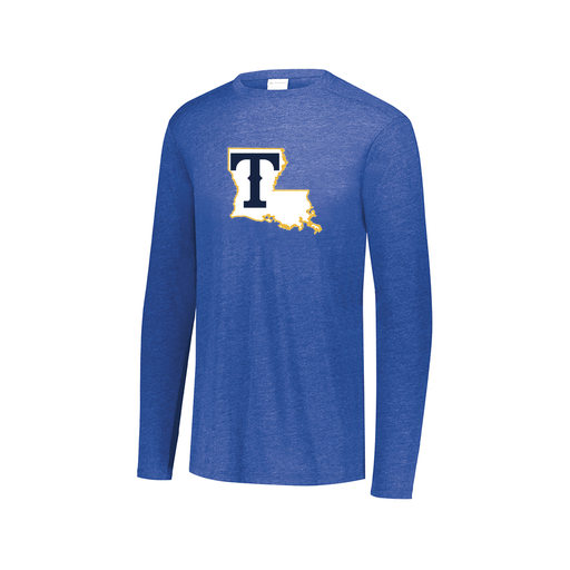[FTLCUBRY-AXS-LOGO2] Decker Men's Tri-Blend T-Shirt - Long Sleeve (Adult XS, Royal, Logo 2)