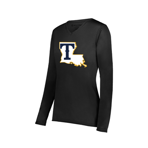 [222824.080.S-LOGO2] Ladies LS Smooth Sport Shirt (Female Adult S, Black, Logo 2)