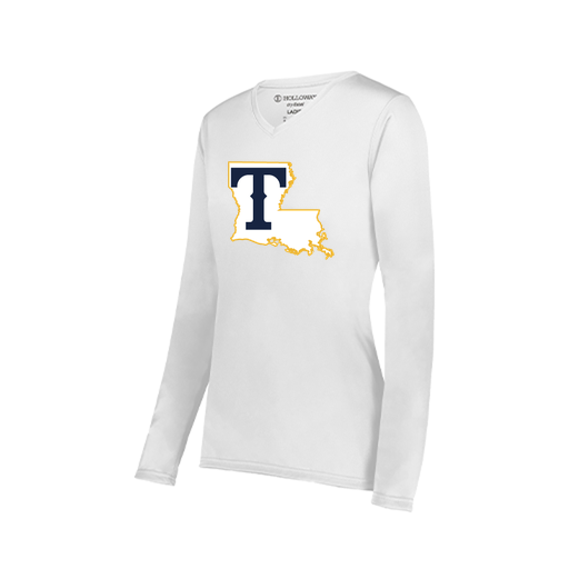 [222824.005.S-LOGO2] Ladies LS Smooth Sport Shirt (Female Adult S, White, Logo 2)