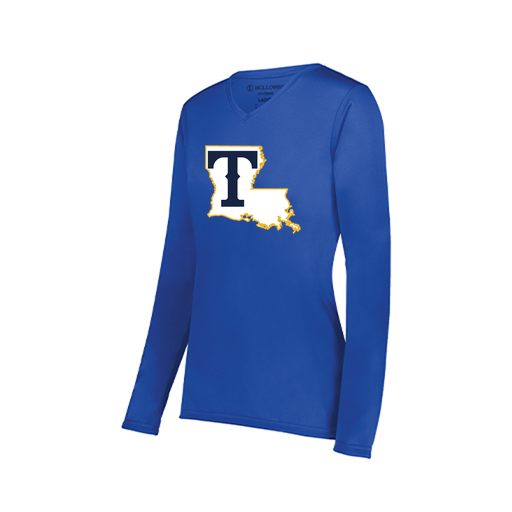[222824.060.S-LOGO2] Ladies LS Smooth Sport Shirt (Female Adult S, Royal, Logo 2)
