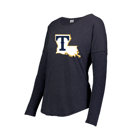 [3077.72N.XS-LOGO2] Ladies LS Ultra-blend T-Shirt (Female Adult XS, Navy, Logo 2)