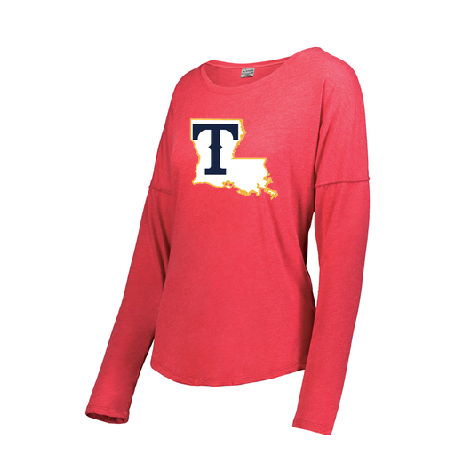 [FTLCUBRD-FAXS-LOGO2] Decker Women's Tri-Blend T-Shirt - Long Sleeve (Female Adult XS, Red, Logo 2)